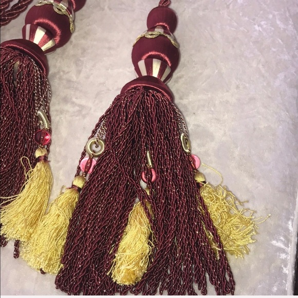 NWOT Custom Decorative elegant curtain tassel tiebacks with beading (set) - Picture 3 of 8